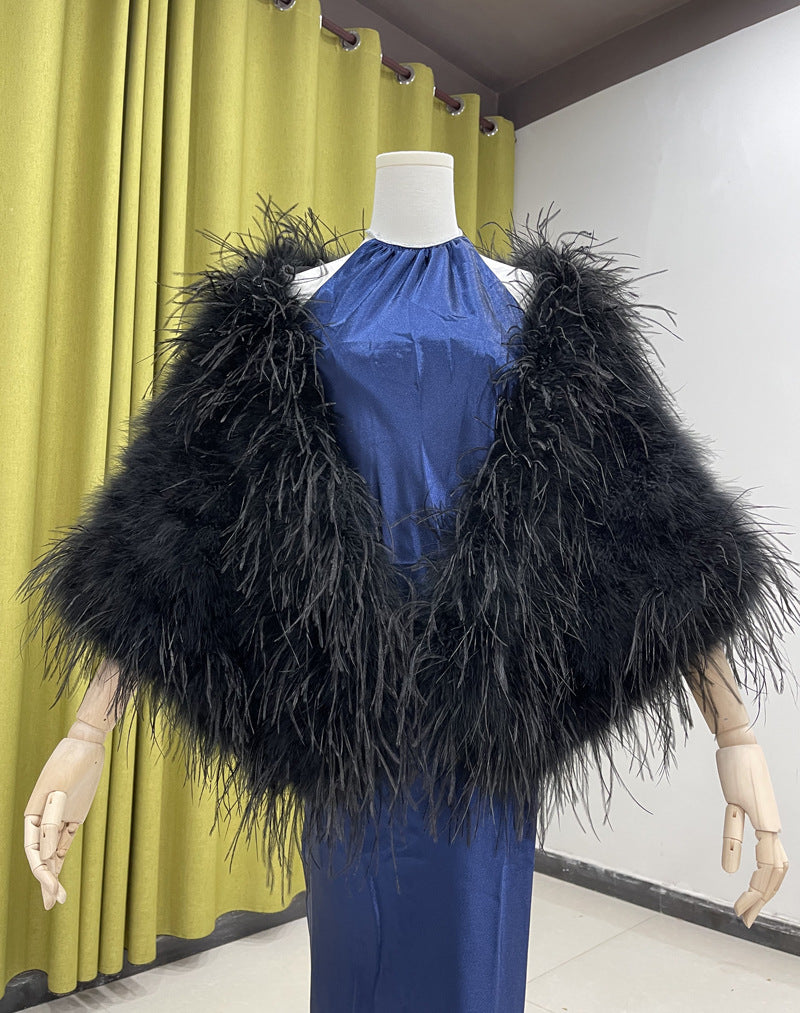 Women's shawls Real Feather Ostrich Feather Shawlskin Shawlskins Dress Shawls Banquet Wearing Feather Clothing Manufacturer