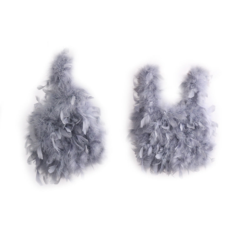 Vest bag, feather bag, handmade bag, soft bag, plush bag, fur bag, can be wholesaled