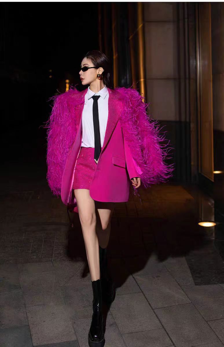 Ostrich fur coat, real fur coat, handmade women's top, medium and long, can be customized, can be wholesaled or retailed