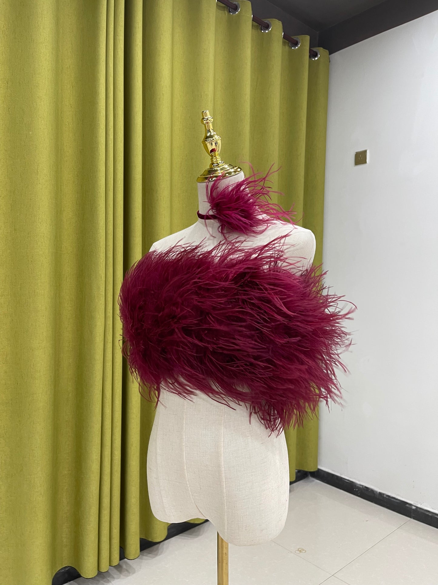 Ostrich feather vest tube top for women sexy off-shoulder top handmade