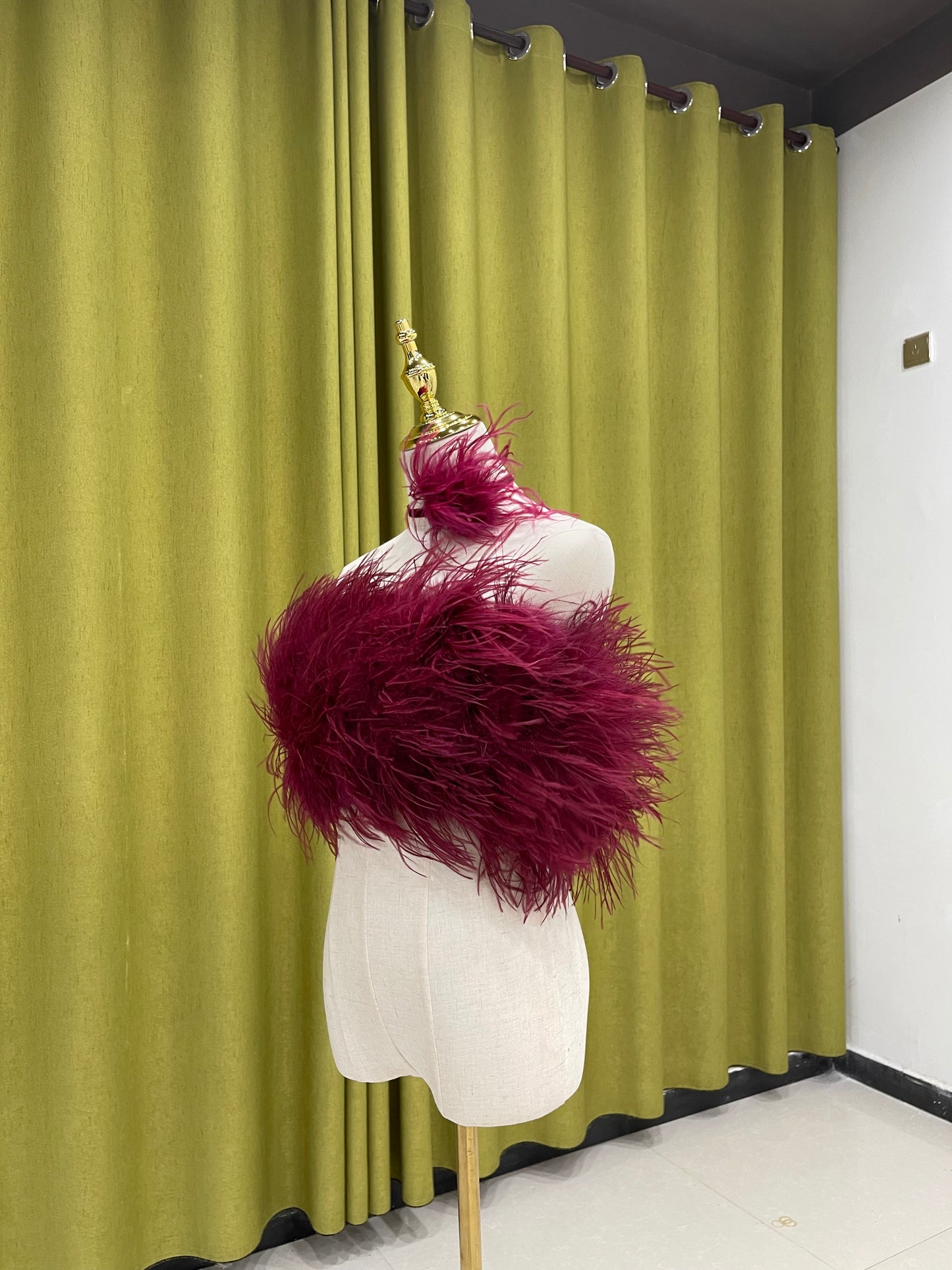 Ostrich feather vest tube top for women sexy off-shoulder top handmade