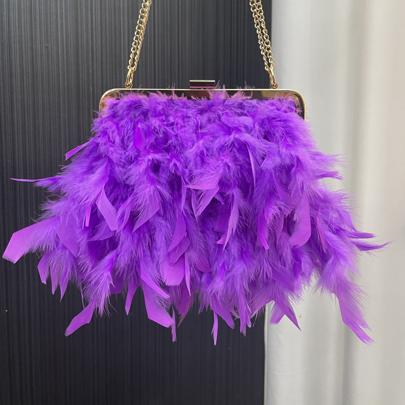 Bags made of feathers, ladies bags, shoulder bags, messenger bags, square bags, mobile phone bags, banquet bags, wholesale available