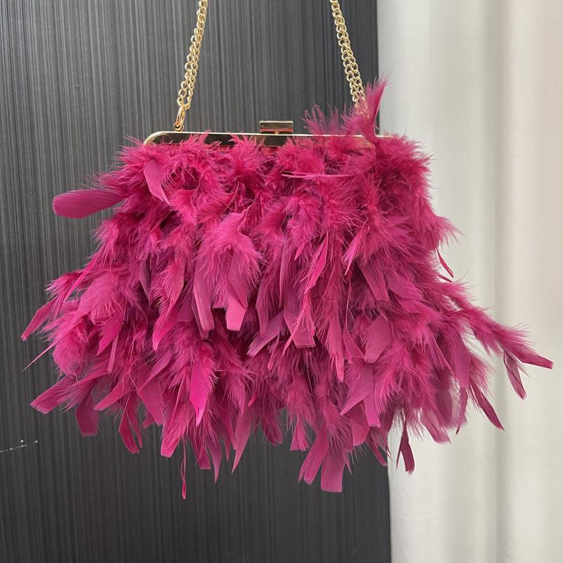 Bags made of feathers, ladies bags, shoulder bags, messenger bags, square bags, mobile phone bags, banquet bags, wholesale available