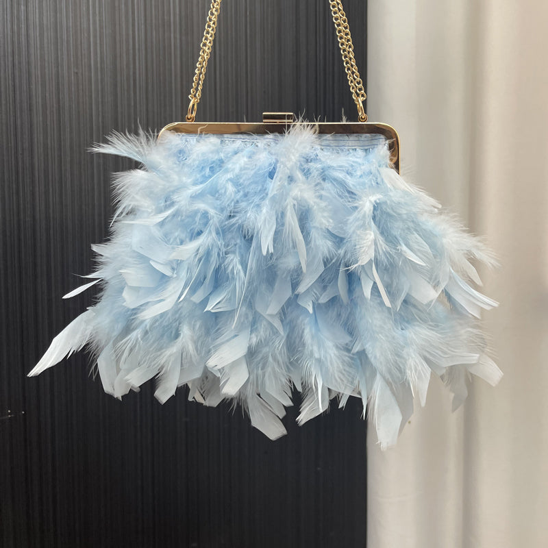Bags made of feathers, ladies bags, shoulder bags, messenger bags, square bags, mobile phone bags, banquet bags, wholesale available