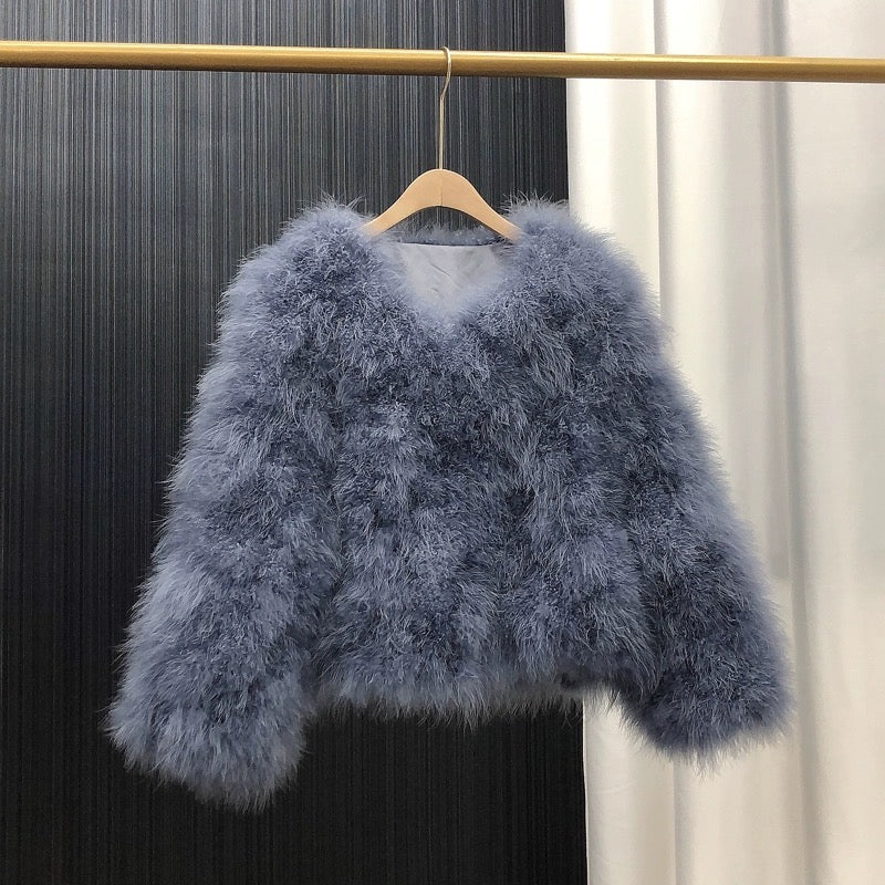 Women's quilted jacket, thin cotton jacket, spring and autumn outerwear, turkey feather jacket, real fur outerwear, clothing factory, wholesale, custom sizes available