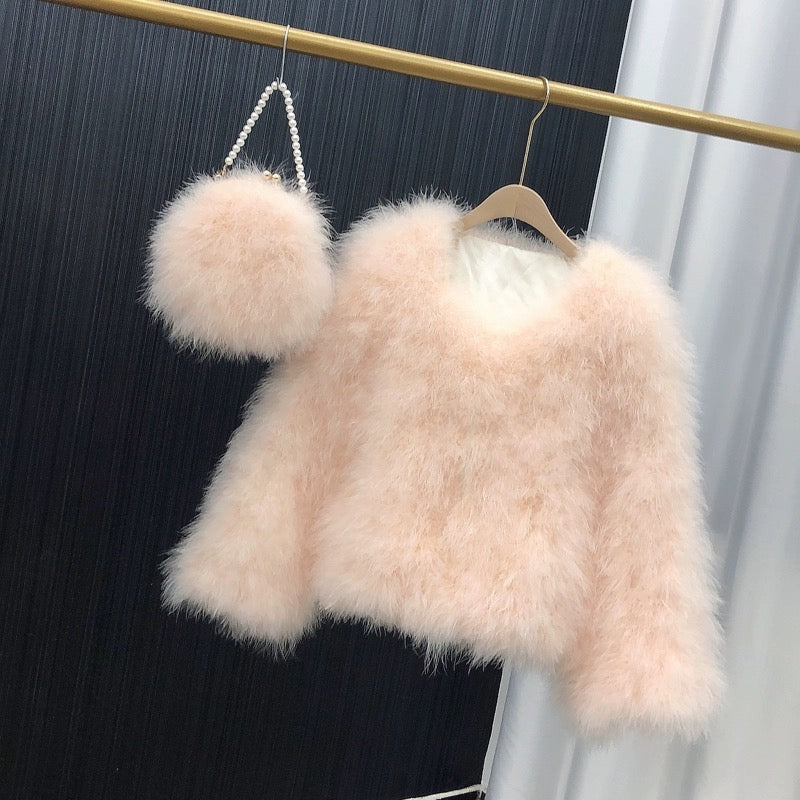 Women's quilted jacket, thin cotton jacket, spring and autumn outerwear, turkey feather jacket, real fur outerwear, clothing factory, wholesale, custom sizes available