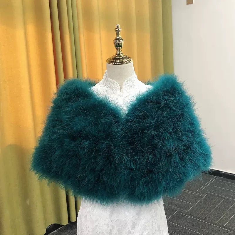 Turkey feather shawl, ladies shawl, thickened shawl, padded shawl, banquet shawl, dress shawl, dress outerwear, real fur shawl, fur shawl, wholesale and customizable handmade feather clothing factory