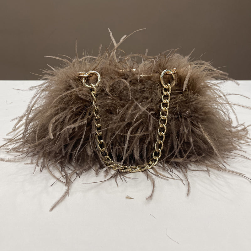 Women's handbags, ostrich feather bags, messenger bags, feather fur bags, party bags, real fur bags, handmade bags, wholesale, customizable, multiple colors, gold bracelet bags,