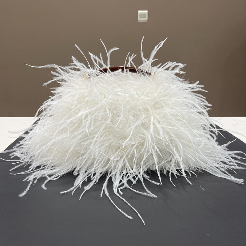Women's handbags, ostrich feather bags, messenger bags, feather fur bags, party bags, real fur bags, handmade bags, wholesale, customizable, multiple colors, gold bracelet bags,