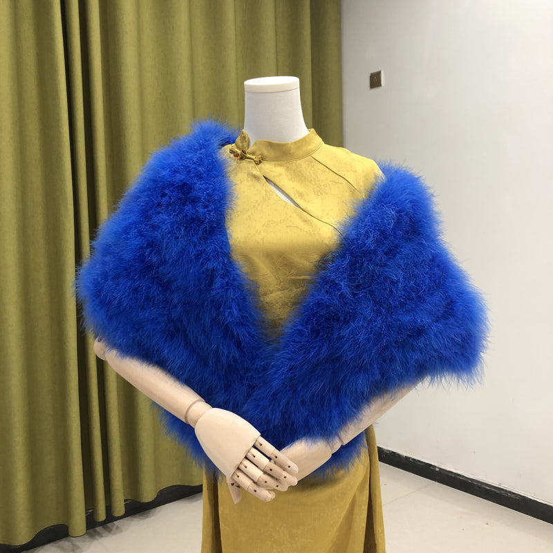 Women's shawls, thick warm shawls, widened shawls, turkey feather shawls, feather shawls, fur shawls, banquet dress shawls, cheongsam shawls, outer shawls, outer wear, various colors, wholesale