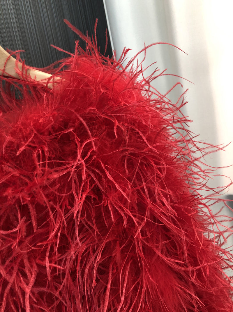 Ostrich feather coat, women's short jacket, real wool hand-woven sewing, plush top, wholesale clothing factory, can be customized