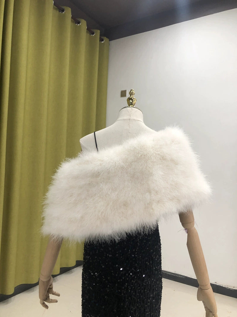 Turkey feather shawl, ladies shawl, thick and warm, real feathers, handmade, party dress outer decoration, clothing factory, can be wholesale, can be customized, can be made