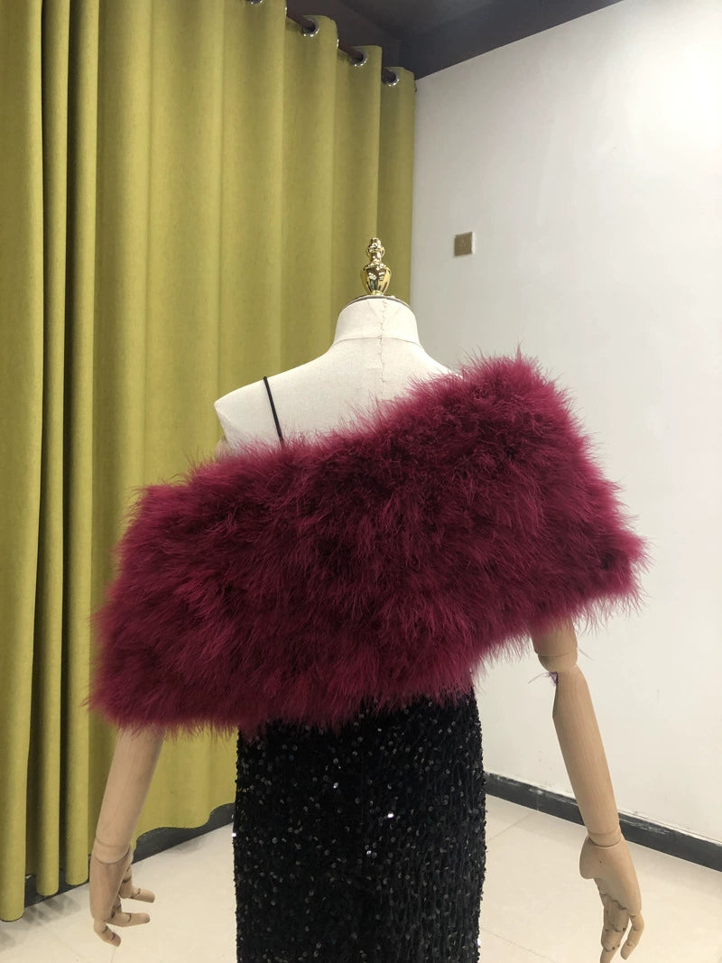 Turkey feather shawl, ladies shawl, thick and warm, real feathers, handmade, party dress outer decoration, clothing factory, can be wholesale, can be customized, can be made