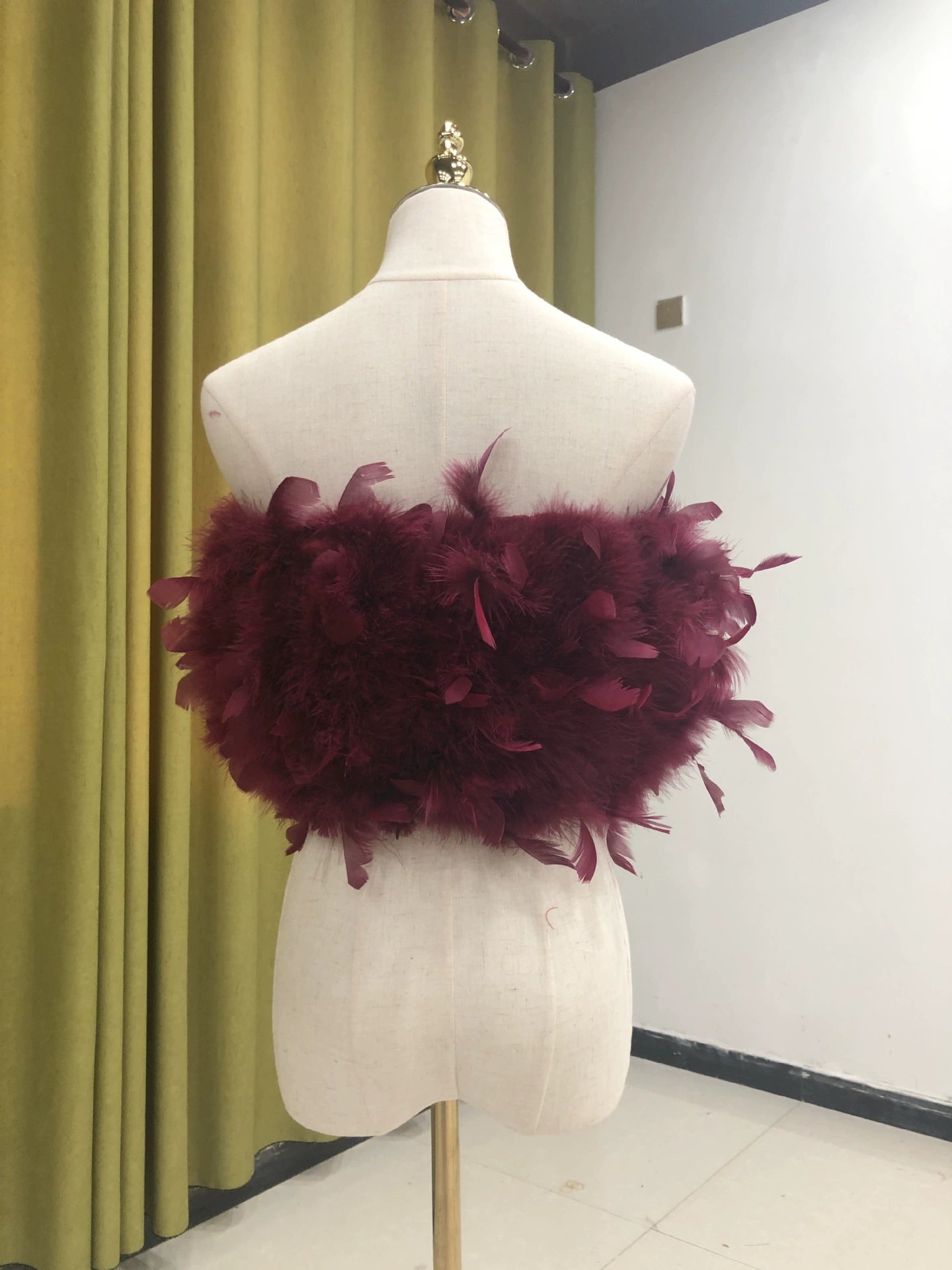 Turkey feather bra wrap handmade tube top sleeveless vest ladies summer sexy nightclub real feathers wholesale clothing factory can customize size