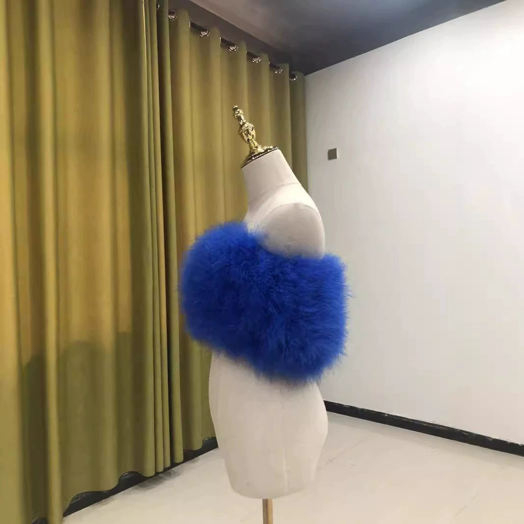 Women's vest, feather wrap top, one-shoulder crop top, tube top, turkey feathers, summer, hand-woven and sewn, wholesale clothing factory, sleeveless, sexy, nightclub