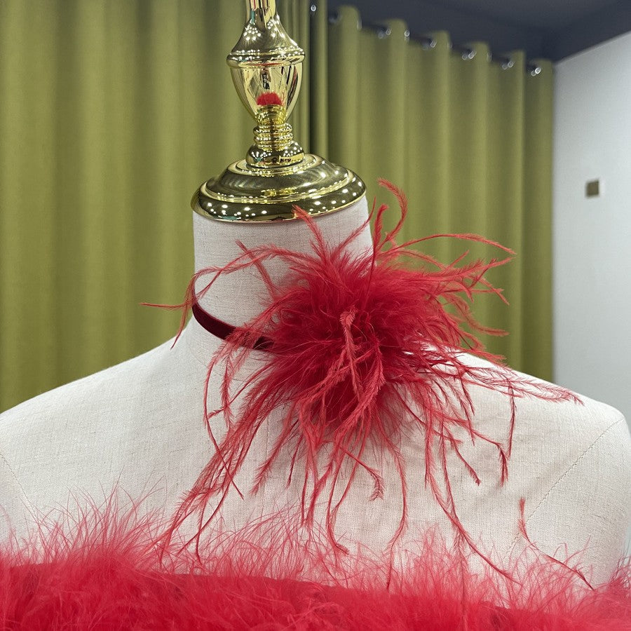 Handmade clavicle necklace ostrich feather decoration fashionable and versatile homemade original design can be wholesale