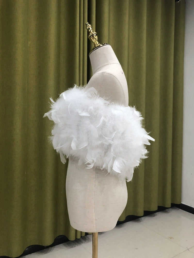 Turkey feather bra wrap handmade tube top sleeveless vest ladies summer sexy nightclub real feathers wholesale clothing factory can customize size