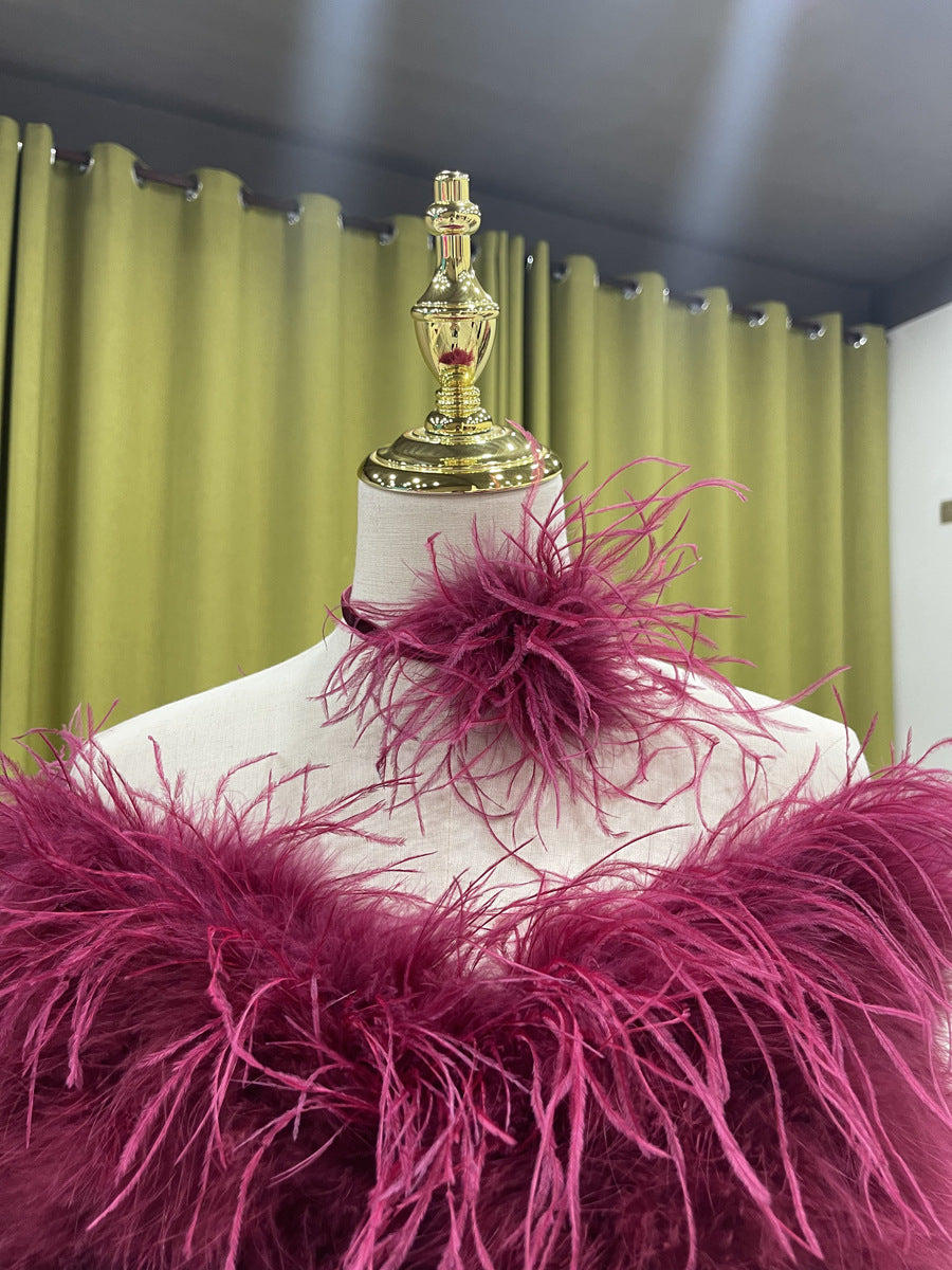 Handmade clavicle necklace ostrich feather decoration fashionable and versatile homemade original design can be wholesale