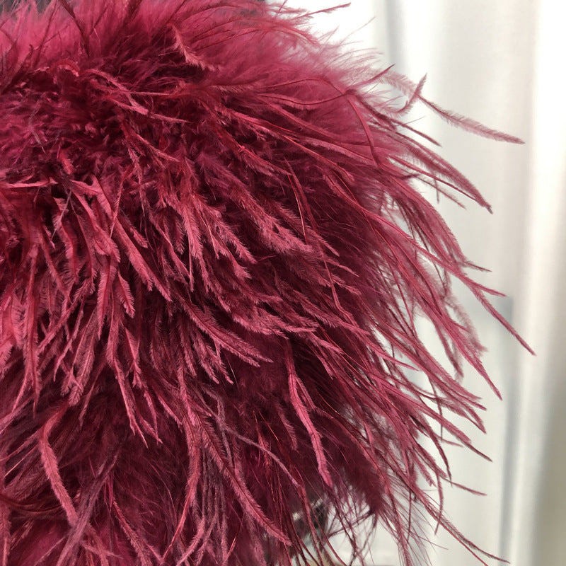 45cm long ostrich feather coat for women, short coat, real feather hand-woven and sewn, thin cotton in winter, warm and soft, wholesale clothing factory, custom sizes available