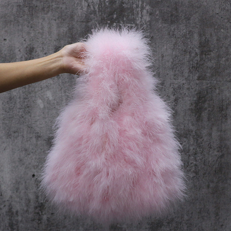 Vest bag, feather bag, handmade bag, soft bag, plush bag, fur bag, can be wholesaled