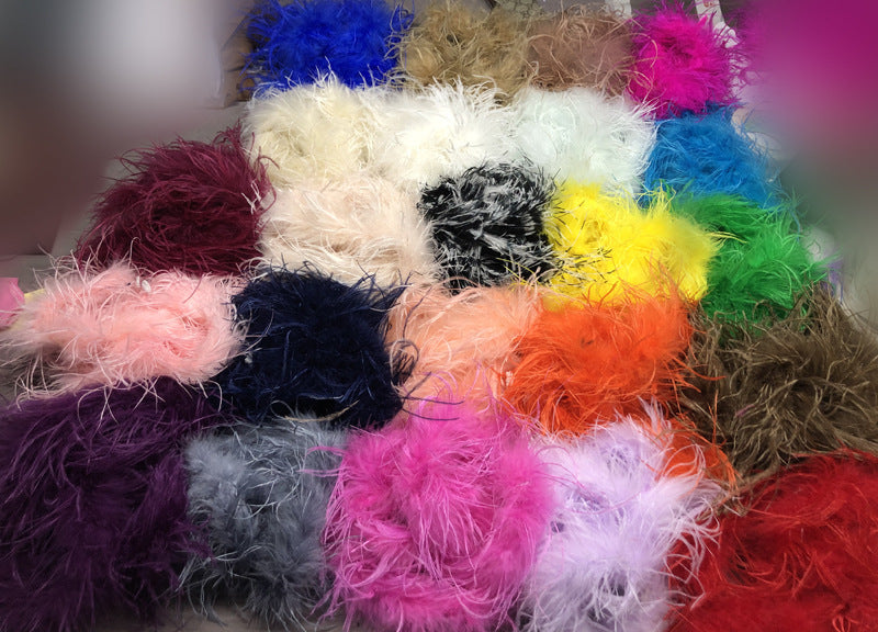 Custom European and American Cross-Border Trade Ostrich Feather Bag Crossbody Small Round Bag Phone Bag Handmade Fur Bag