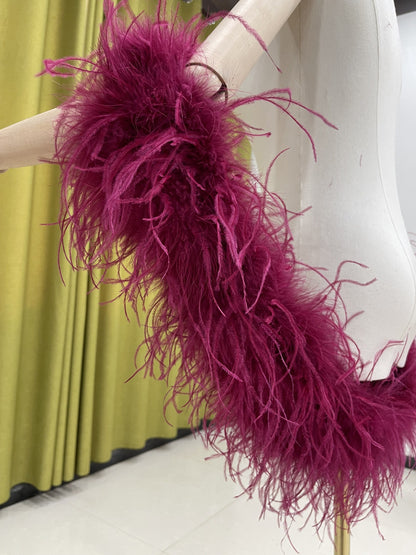 Party shawl, dress shawl, train shawl, ostrich feather, real feather