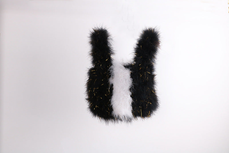 Vest bag, feather bag, handmade bag, soft bag, plush bag, fur bag, can be wholesaled