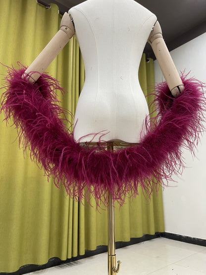 Party shawl, dress shawl, train shawl, ostrich feather, real feather