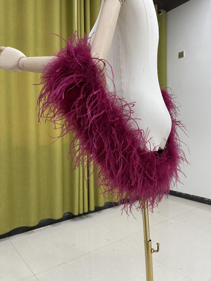 Party shawl, dress shawl, train shawl, ostrich feather, real feather