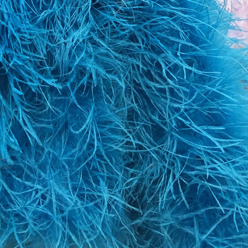 Custom European and American Cross-Border Trade Ostrich Feather Bag Crossbody Small Round Bag Phone Bag Handmade Fur Bag