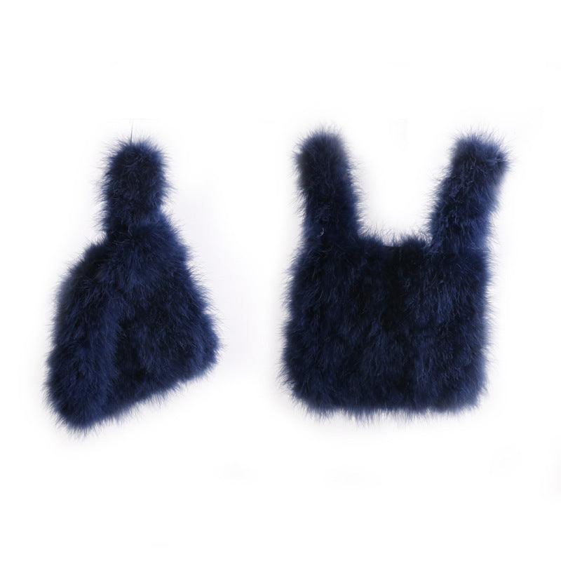 Vest bag, feather bag, handmade bag, soft bag, plush bag, fur bag, can be wholesaled