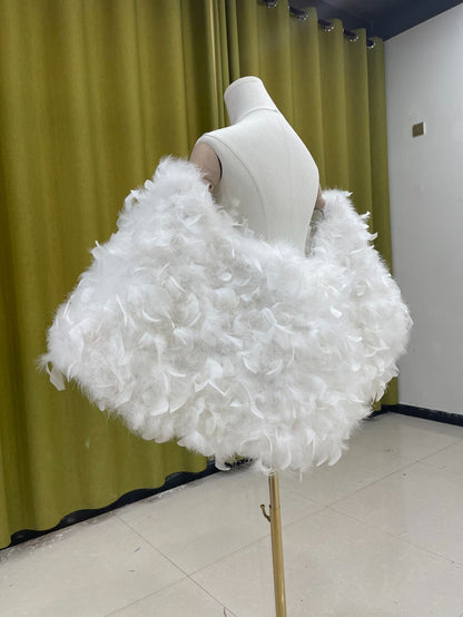 Feather shawl, ladies' trailing shawl, banquet dress shawl, evening party, cloak, turkey fur shawl, real fur