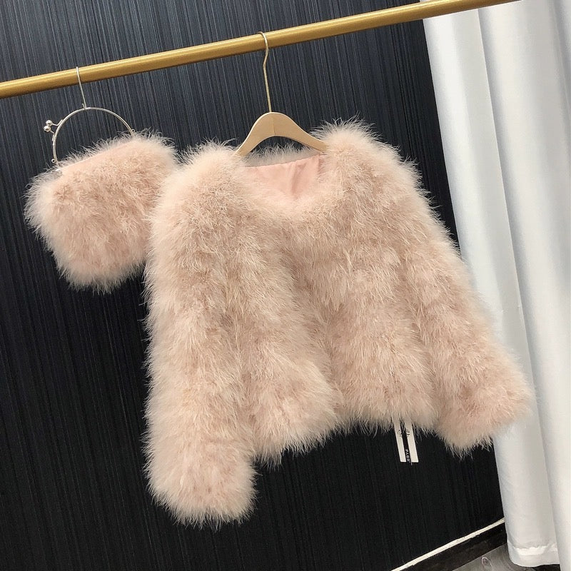 Women's quilted jacket, thin cotton jacket, spring and autumn outerwear, turkey feather jacket, real fur outerwear, clothing factory, wholesale, custom sizes available