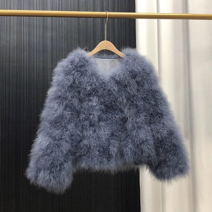 Women's quilted jacket, thin cotton jacket, spring and autumn outerwear, turkey feather jacket, real fur outerwear, clothing factory, wholesale, custom sizes available