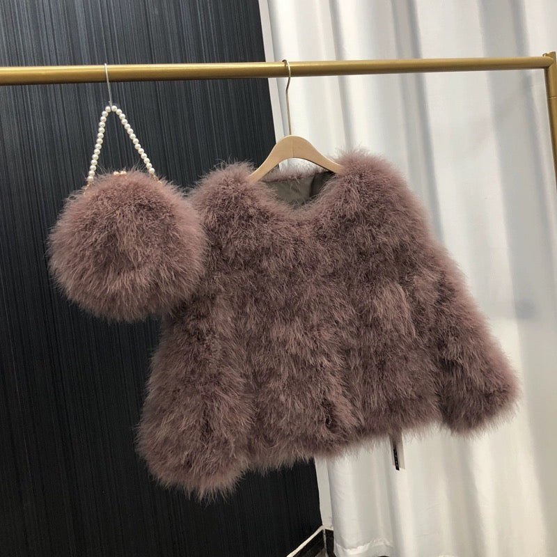 Women's quilted jacket, thin cotton jacket, spring and autumn outerwear, turkey feather jacket, real fur outerwear, clothing factory, wholesale, custom sizes available