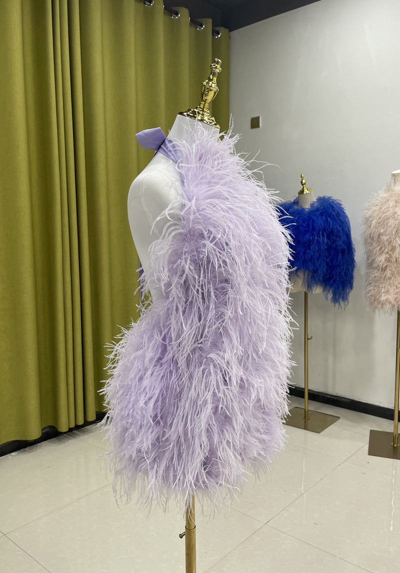 Backless dresses, sexy skirts for women, skirts made of ostrich feathers, short skirts, summer, wholesale clothing factory, custom sizes, many colors