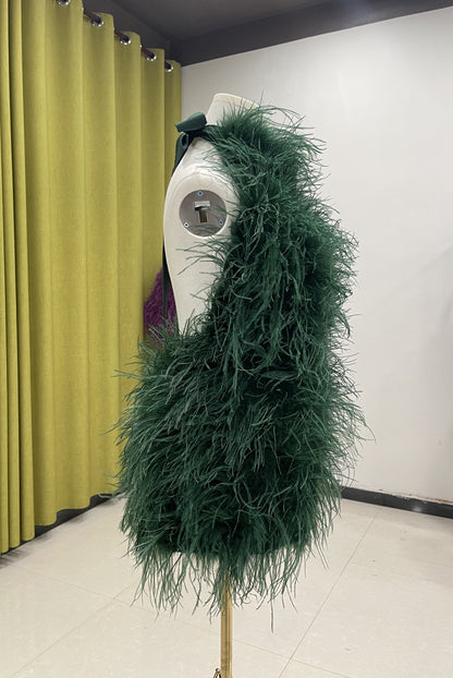 Backless dresses, sexy skirts for women, skirts made of ostrich feathers, short skirts, summer, wholesale clothing factory, custom sizes, many colors