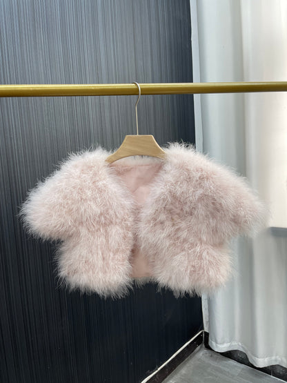 Turkey feather cape vest, women's short vest, women's cape, hand-woven women's half-sleeved fur vest, half-sleeved cardigan, wholesale factory, custom sizes and colors are available