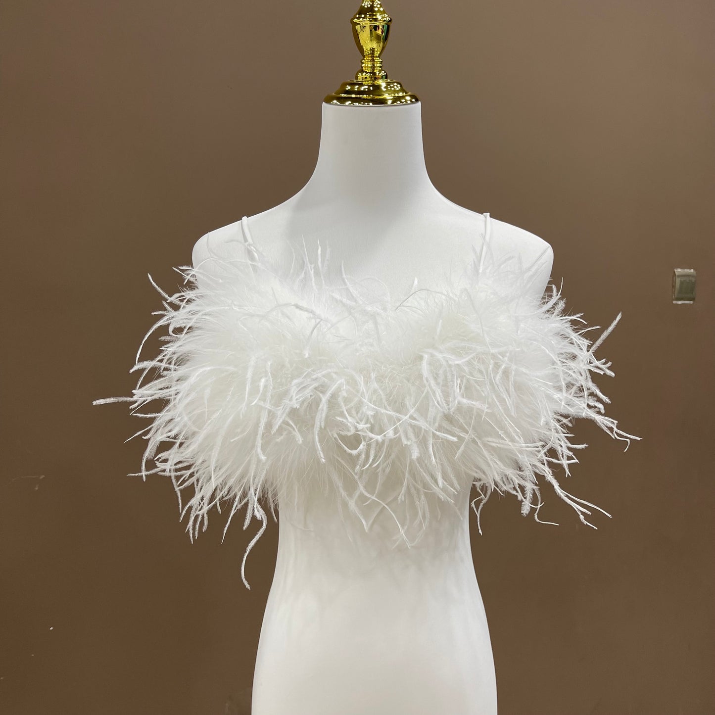 Ostrich feather bra, ostrich feather vest, ostrich feather chest wrap, backless sexy bra, women's beautiful back bra, outer wear bra vest, wholesale, clothing factoryTriangle cup bra