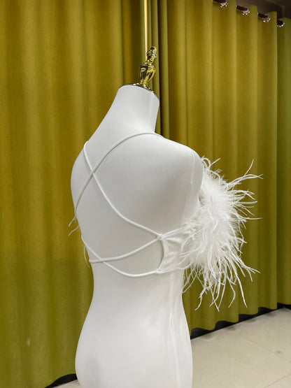 Ostrich feather bra, ostrich feather vest, ostrich feather chest wrap, backless sexy bra, women's beautiful back bra, outer wear bra vest, wholesale, clothing factory