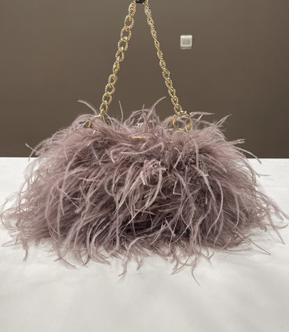 Women's handbags, ostrich feather bags, messenger bags, feather fur bags, party bags, real fur bags, handmade bags, wholesale, customizable, multiple colors, gold bracelet bags,