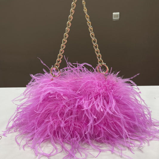 Women's handbags, ostrich feather bags, messenger bags, feather fur bags, party bags, real fur bags, handmade bags, wholesale, customizable, multiple colors, gold bracelet bags,