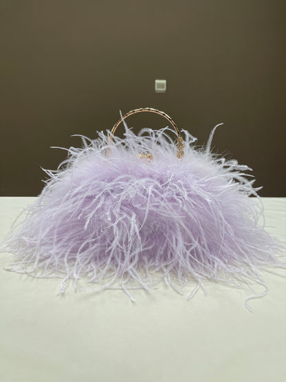 Women's handbags, ostrich feather bags, messenger bags, feather fur bags, party bags, real fur bags, handmade bags, wholesale, customizable, multiple colors, gold bracelet bags,