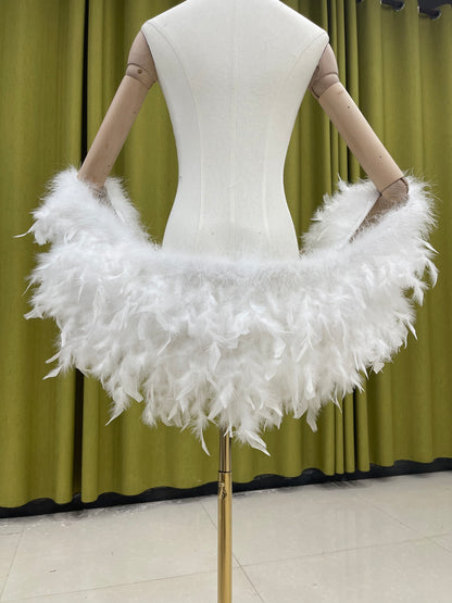 Party shawl, dress shawl, trailing shawl, turkey feathers, real feathers, dinner, wedding