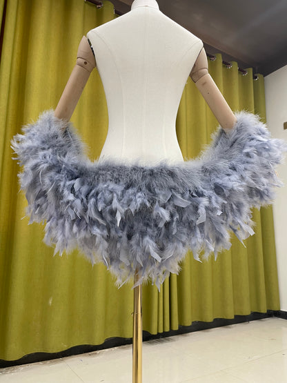 Party shawl, dress shawl, trailing shawl, turkey feathers, real feathers, dinner, wedding