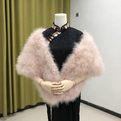 Women's shawls, thick warm shawls, widened shawls, turkey feather shawls, feather shawls, fur shawls, banquet dress shawls, cheongsam shawls, outer shawls, outer wear, various colors, wholesale