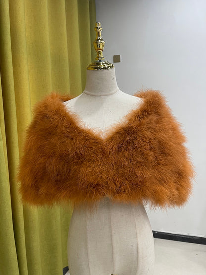 Feather shawl, banquet dress shawl, cloak, evening dress outer wear, turkey feather shawl, real feather, wholesale, customization