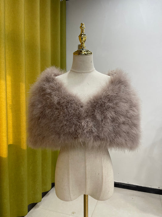 Feather shawl, banquet dress shawl, cloak, evening dress outer wear, turkey feather shawl, real feather, wholesale, customization