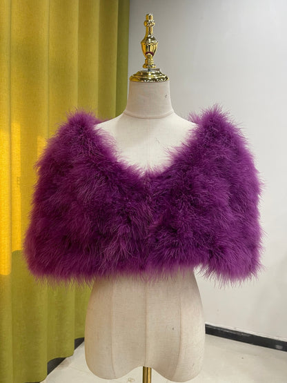 Feather shawl, banquet dress shawl, cloak, evening dress outer wear, turkey feather shawl, real feather, wholesale, customization