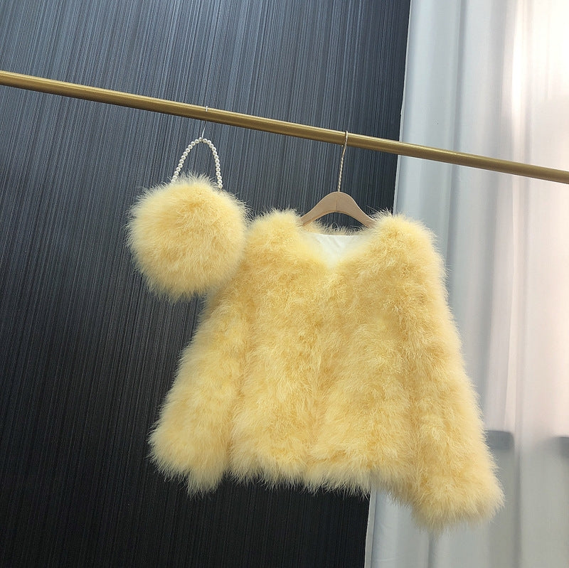 Women's quilted jacket, thin cotton jacket, spring and autumn outerwear, turkey feather jacket, real fur outerwear, clothing factory, wholesale, custom sizes available